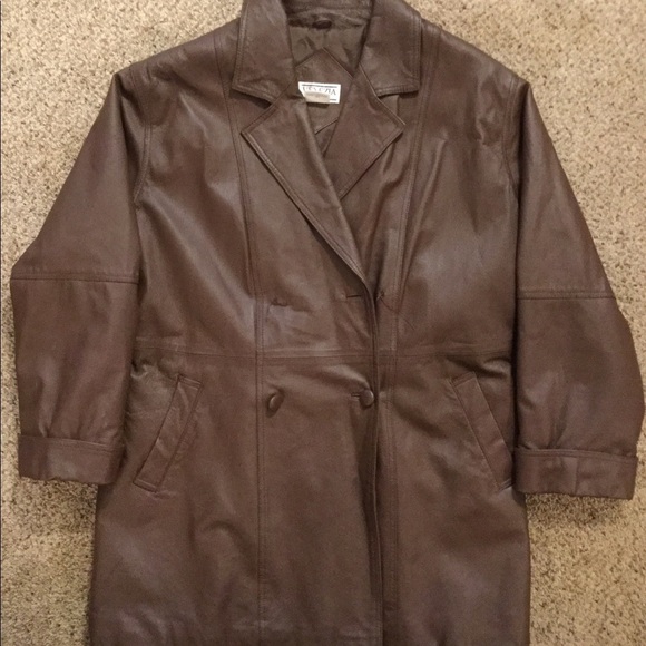 𝅺venezia Vitale Brown Leather Jacket Coat Sz A4 - Picture 1 of 8